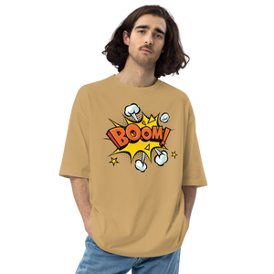 Sand Khaki / S Boom Pop Art Unisex Oversized T-Shirt by Design Express