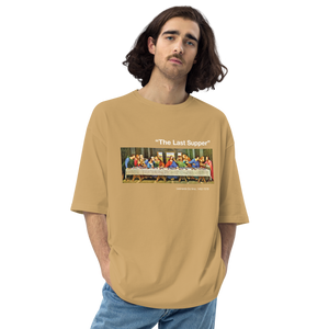 Sand Khaki / S The Last Supper Unisex Oversized Dark T-Shirt by Design Express