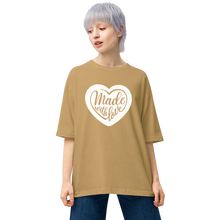 Sand Khaki / S Made With Love (Heart) Unisex Oversized T-Shirt by Design Express