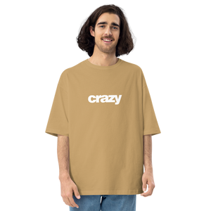 Sand Khaki / S Crazy Helvetica Black Unisex Oversized T-Shirt by Design Express