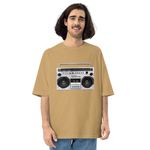 Sand Khaki / S Boom Box 80s Unisex Oversized T-Shirt by Design Express