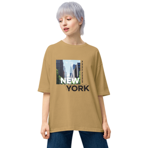 Sand Khaki / S New York Coordinates Unisex Oversized Light T-Shirt by Design Express