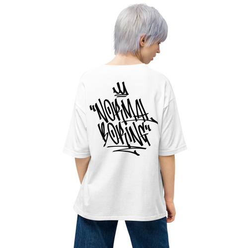 White / S Normal is Boring Graffiti Back Unisex Oversized Light T-Shirt by Design Express