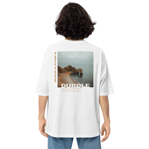 White / S Durdle Door Back Unisex Oversized T-Shirt by Design Express