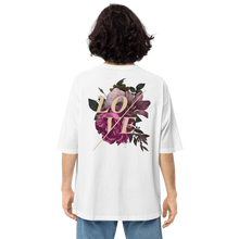 White / S Love Flower Back Unisex Oversized T-Shirt by Design Express