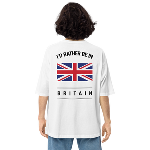 S I'd Rather Be In Britain Unisex Oversized White T-Shirt by Design Express