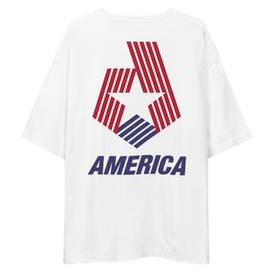 America "Star Stripes" Back Unisex Oversized White T-Shirt by Design Express