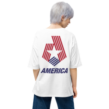 America "Star Stripes" Back Unisex Oversized White T-Shirt by Design Express