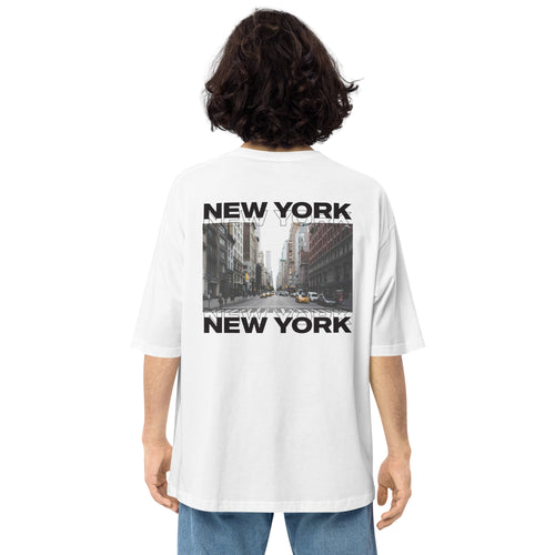 White / S New York Back Unisex Oversized Light T-Shirt by Design Express