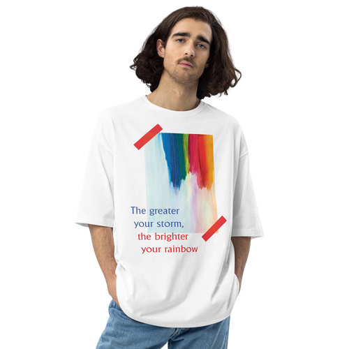 White / S Rainbow Unisex Oversized T-Shirt by Design Express