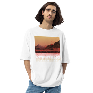 White / S Vulcano Front Unisex Oversized T-Shirt by Design Express