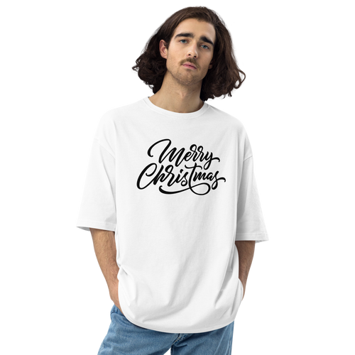 White / S Merry Christmas Unisex Oversized Light T-Shirt by Design Express