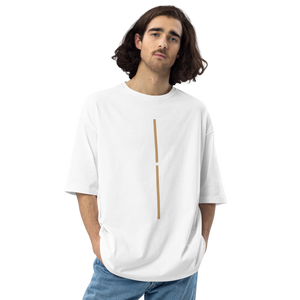 White / S Crazy Cross Line Vertical Front Unisex Oversized T-Shirt by Design Express