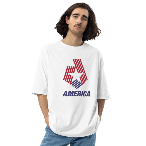 S America Star Stripe Unisex Oversized White T-Shirt by Design Express