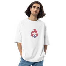 America "Star Stripes" Back Unisex Oversized White T-Shirt by Design Express