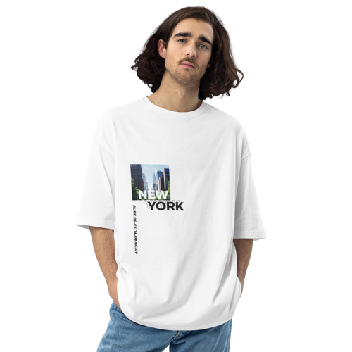 White / S New York Coordinates Front Unisex Oversized Light T-Shirt by Design Express