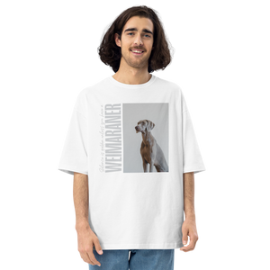 White / S Weimaraner Front Unisex Oversized T-Shirt by Design Express