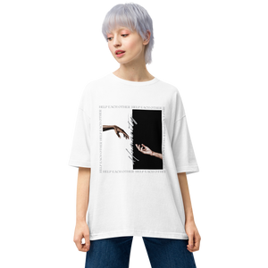 White / S Humanity Front Unisex Oversized T-Shirt by Design Express