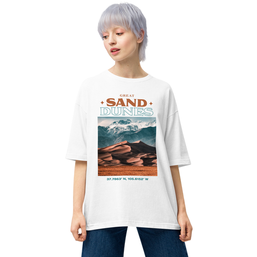 White / S Great Sand Dunes Front Unisex Oversized T-Shirt by Design Express