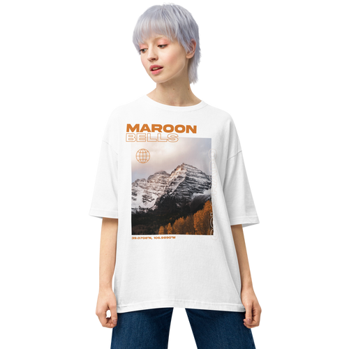 Maroon Bells, Colorado Front Unisex Oversized T-Shirt by Design Express