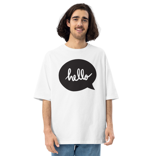 White / S Hello Unisex Oversized T-Shirt by Design Express