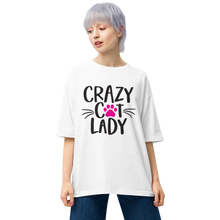 White / S Crazy Cat Lady (Pet Lover) Unisex Oversized Light T-Shirt by Design Express