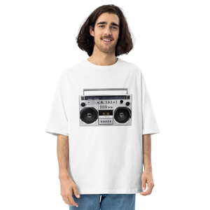 White / S Boom Box 80s Unisex Oversized T-Shirt by Design Express