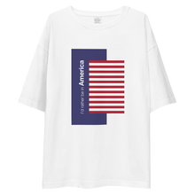 I'd Rather Be in America Vertical Block Stripe Unisex Oversized White T-Shirt by Design Express