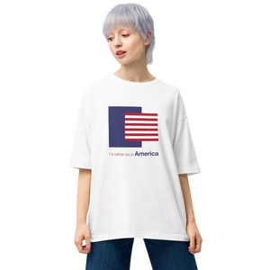 I'd Rather Be in America Block Stripe Unisex Oversized White T-Shirt by Design Express