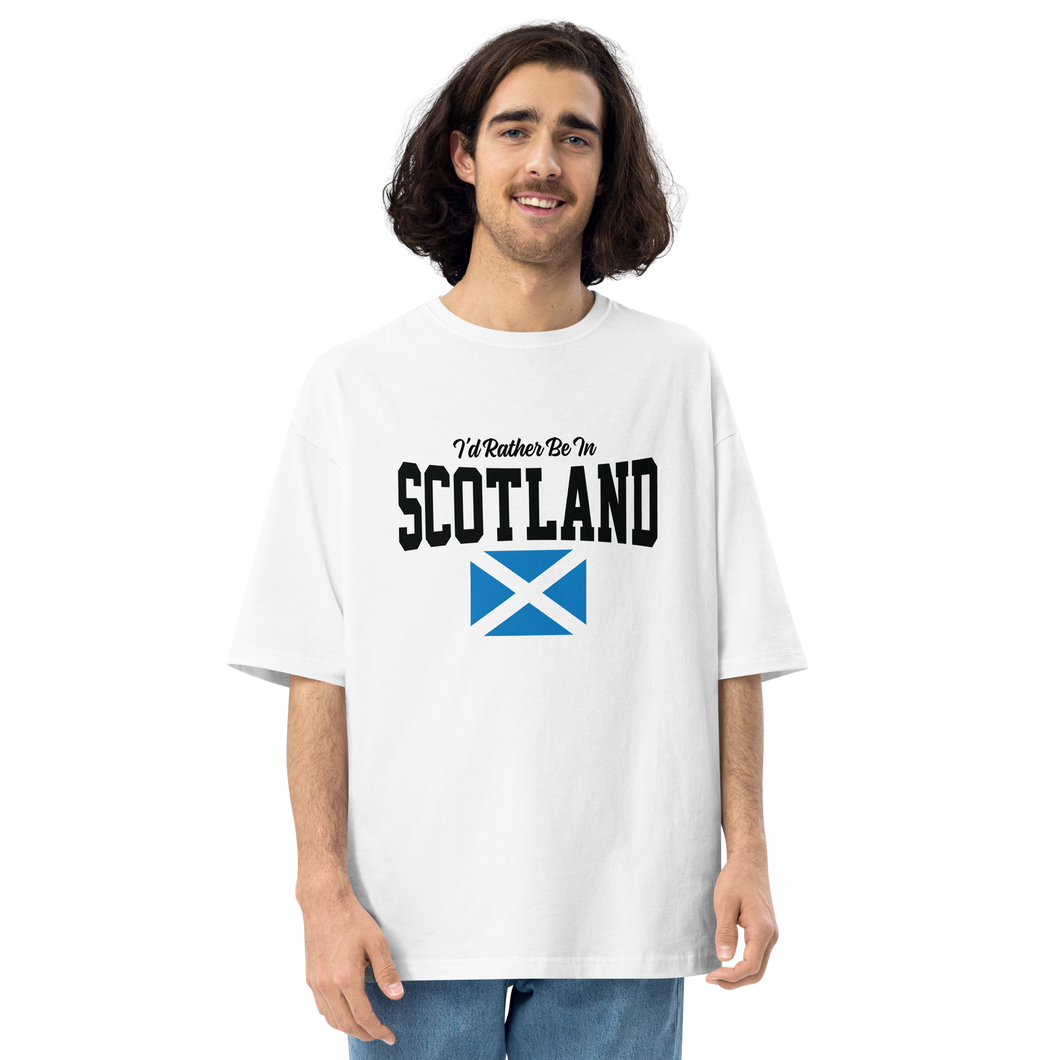 S I'd Rather Be In Scotland Unisex Oversized White T-Shirt by Design Express