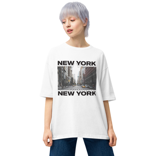 White / S New York Front Unisex Oversized Light T-Shirt by Design Express