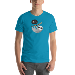 Aqua / S Hola Sloths Short-Sleeve Unisex T-Shirt by Design Express