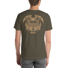 United States Of America Eagle Illustration Gold Reverse Backside Short-Sleeve Unisex T-Shirt by Design Express