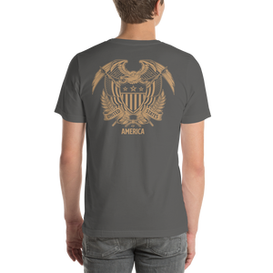 United States Of America Eagle Illustration Gold Reverse Backside Short-Sleeve Unisex T-Shirt by Design Express