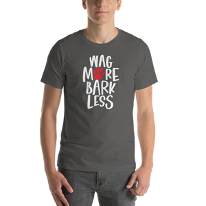 Asphalt / S Wag More Bark Less (Dog lover) Funny Unisex T-Shirt by Design Express