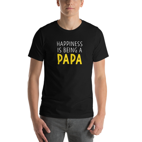 Black / XS Happiness is being a Papa Funny T-Shirt by Design Express