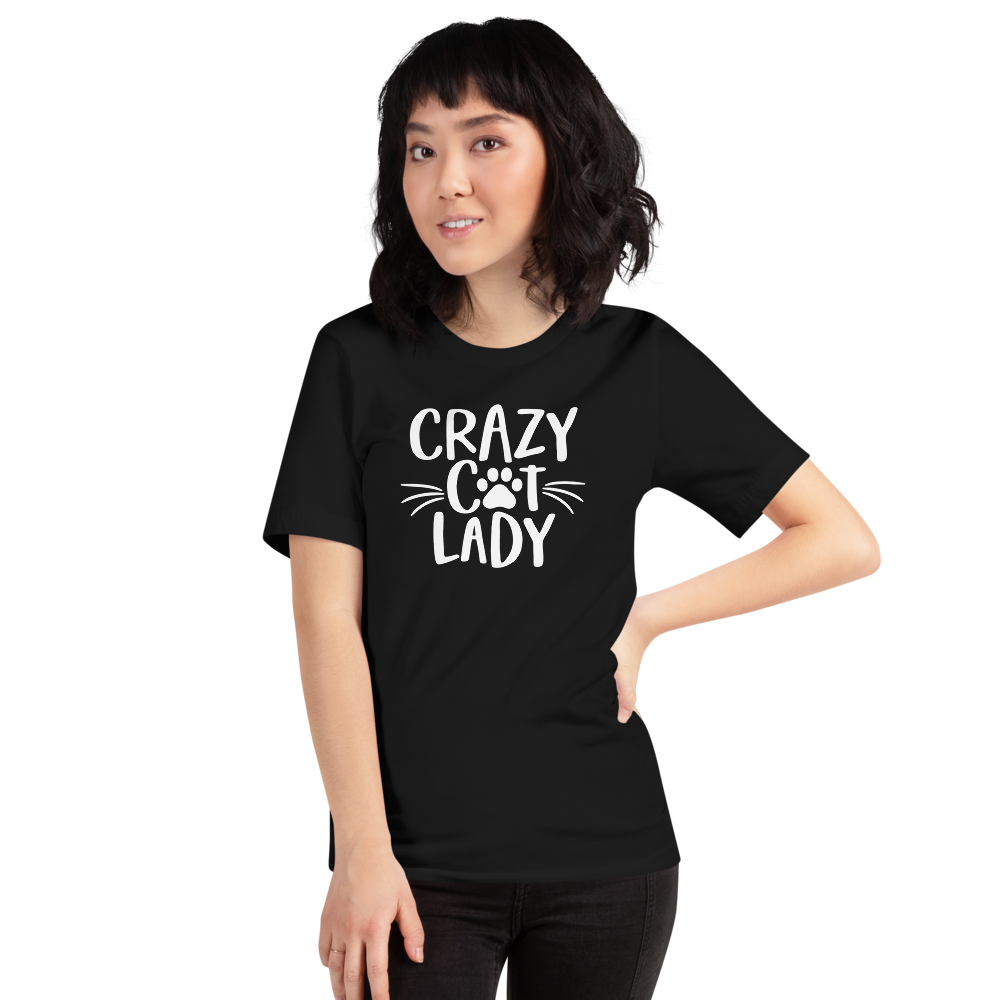 Black / XS Crazy Cat Lady (Cat lover) Funny Light T-Shirt by Design Express