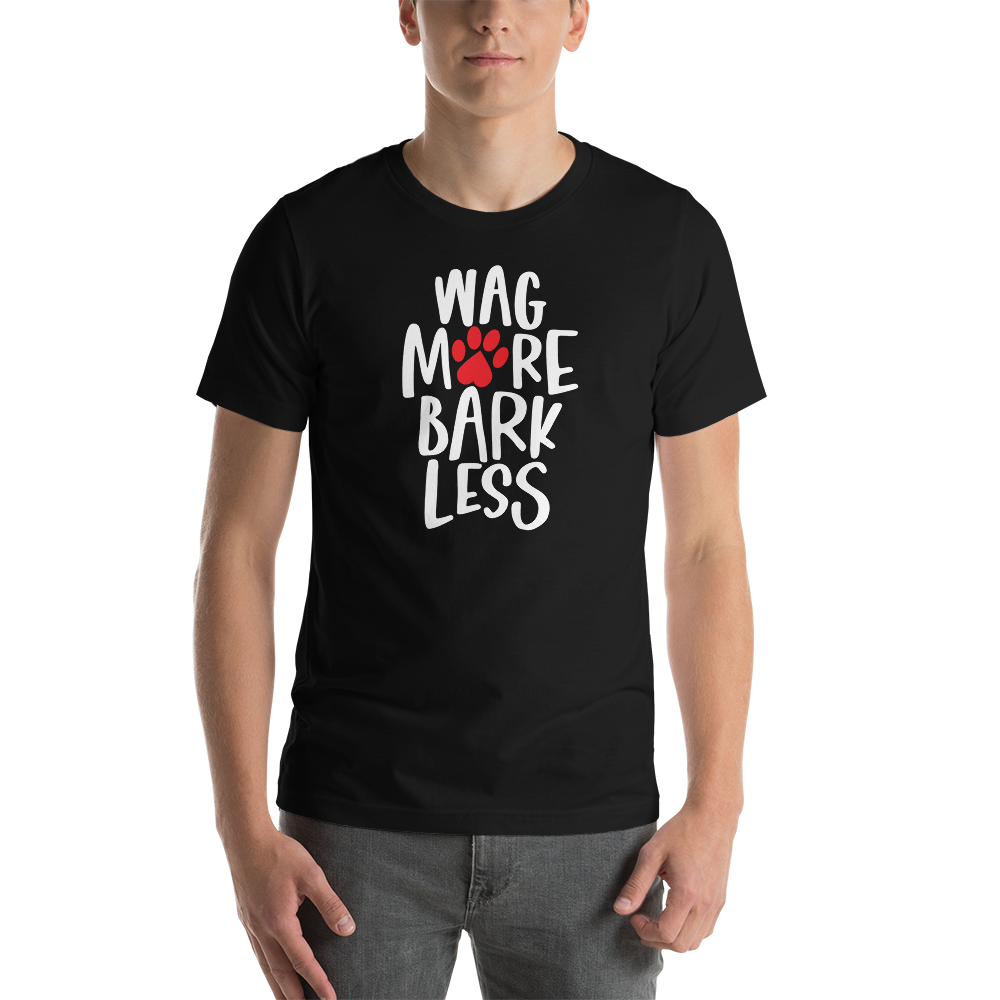 Black / XS Wag More Bark Less (Dog lover) Funny Unisex T-Shirt by Design Express