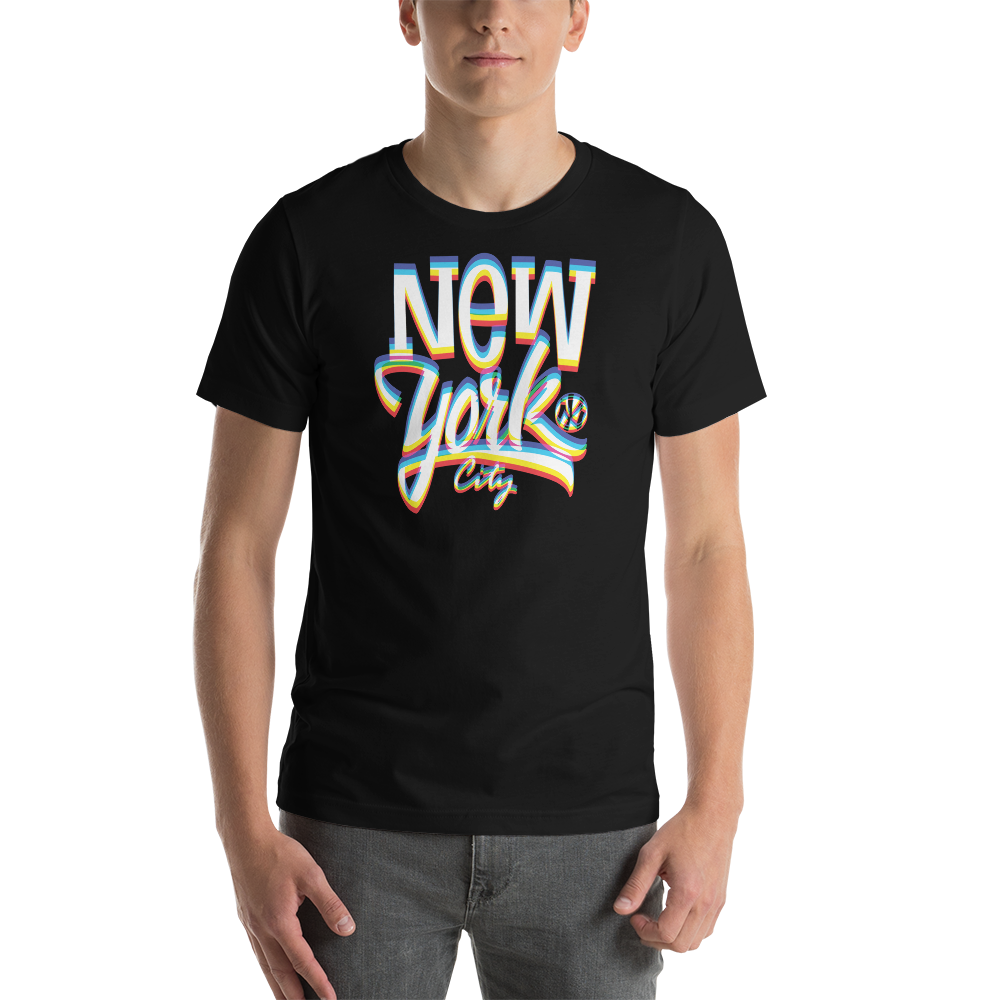 Black / XS New York City Glitch Short-Sleeve Unisex T-Shirt by Design Express