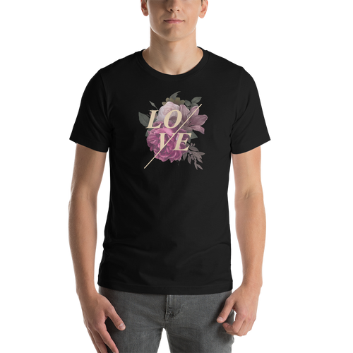 Black / XS Love Flower Short-Sleeve Unisex T-Shirt by Design Express