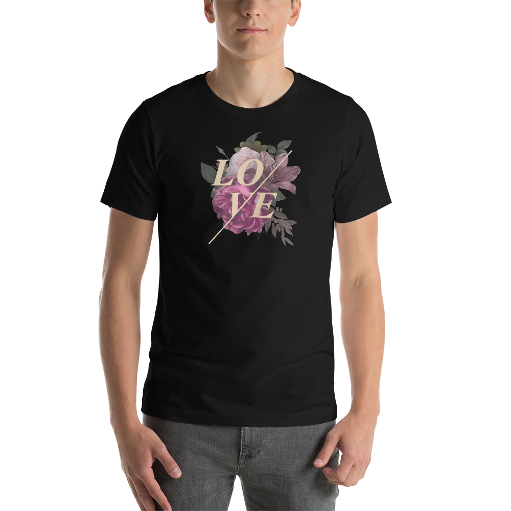 Black / XS Love Flower Short-Sleeve Unisex T-Shirt by Design Express