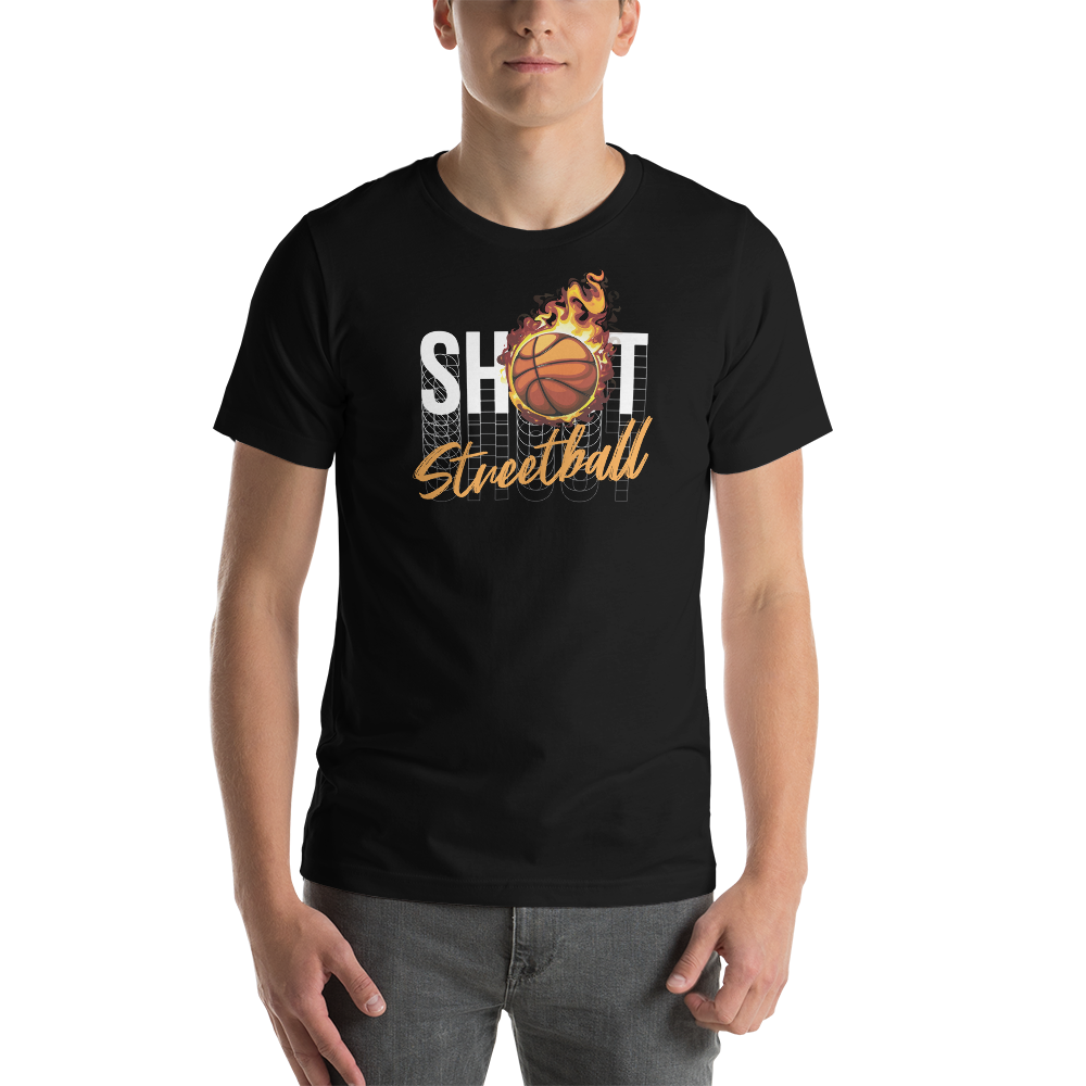 Black / XS Shoot Streetball Front Short-Sleeve Unisex T-Shirt by Design Express