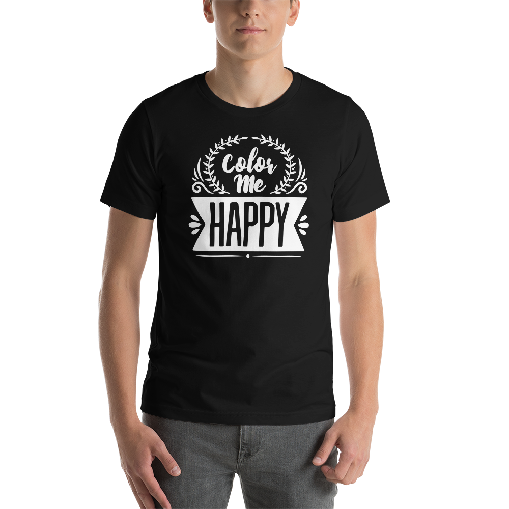 Black / XS Color Me Happy Short-Sleeve Unisex T-Shirt by Design Express