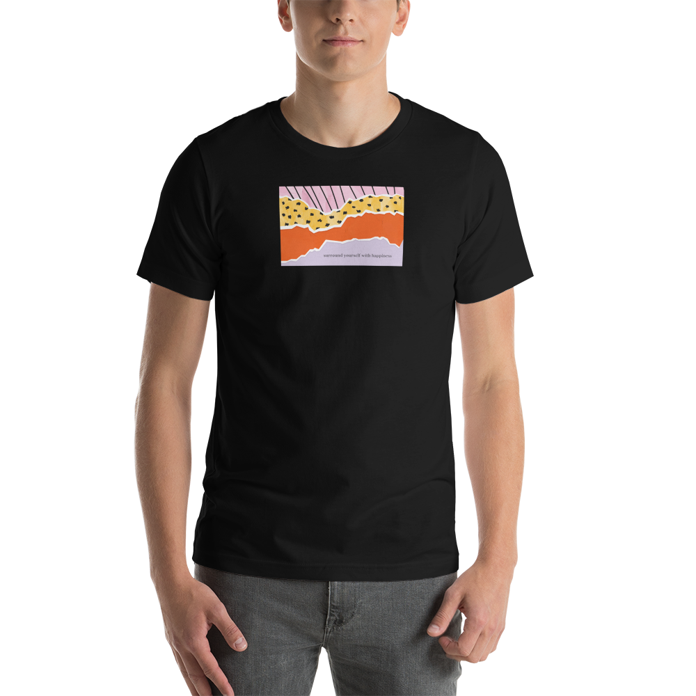 Black / XS Surround Yourself with Happiness Unisex T-Shirt by Design Express