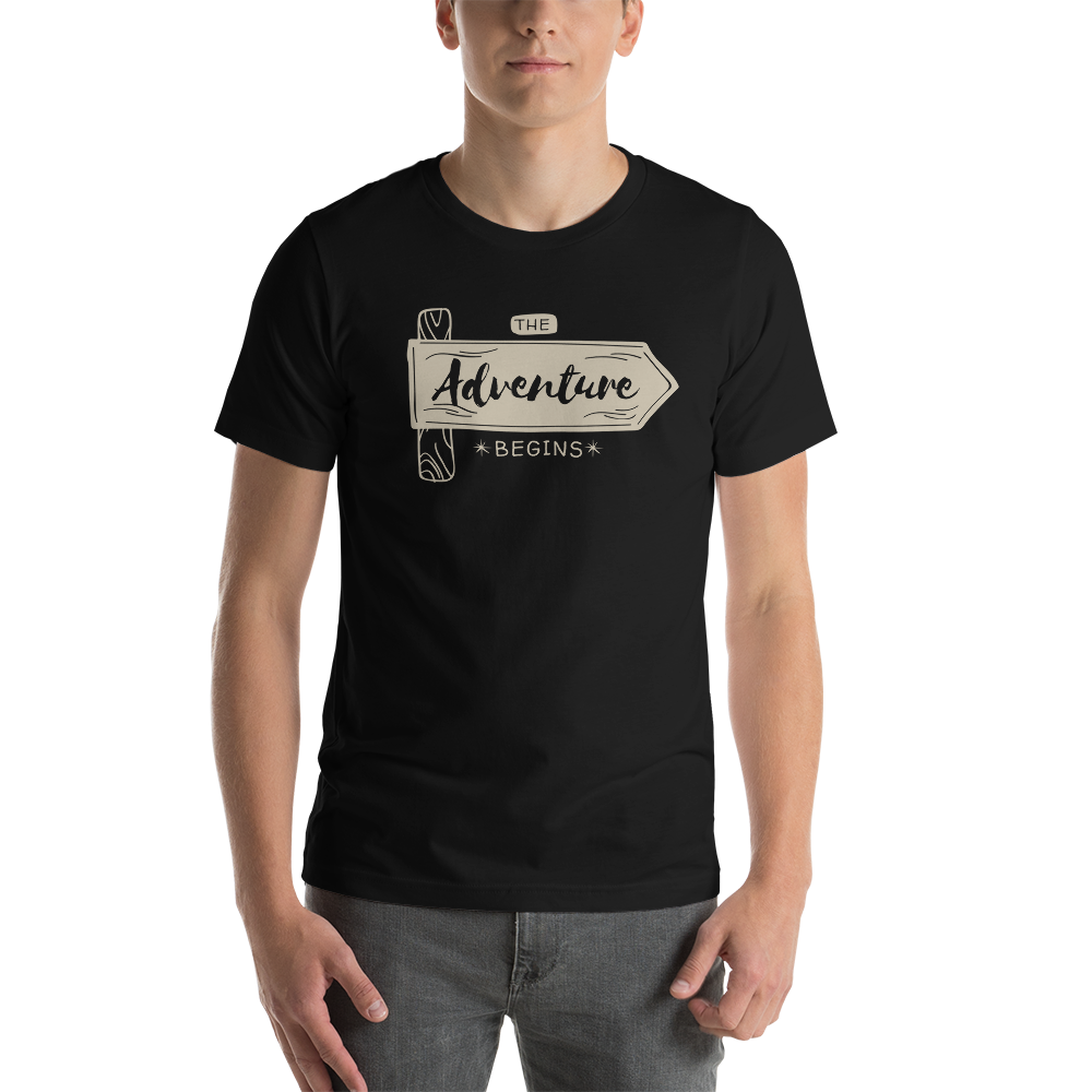 Black / XS the Adventure Begin Unisex T-Shirt by Design Express