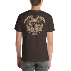 United States Of America Eagle Illustration Gold Reverse Backside Short-Sleeve Unisex T-Shirt by Design Express