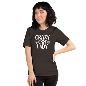 Brown / S Crazy Cat Lady (Cat lover) Funny Light T-Shirt by Design Express