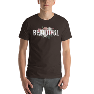 Brown / S Beautiful Flower Short-Sleeve Unisex Dark T-Shirt by Design Express