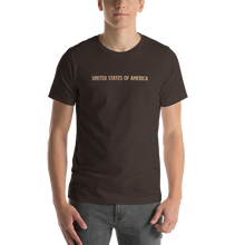 Brown / S United States Of America Eagle Illustration Gold Reverse Backside Short-Sleeve Unisex T-Shirt by Design Express