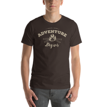 Brown / S Travel More Adventure Begins Unisex T-Shirt by Design Express